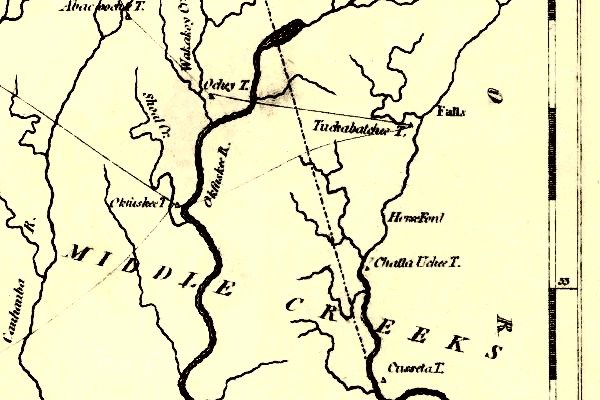 Image 14. Portion of the Samuel Lewis map of 1804 and location of Tuckabatchee (courtesy of Alabama Historical Map Archive and W.S. Hoole Special Collections Library) Image 14. Portion of the Samuel Lewis map of 1804 and location of Tuckabatchee (courtesy of Alabama Historical Map Archive and W.S. Hoole Special Collections Library)