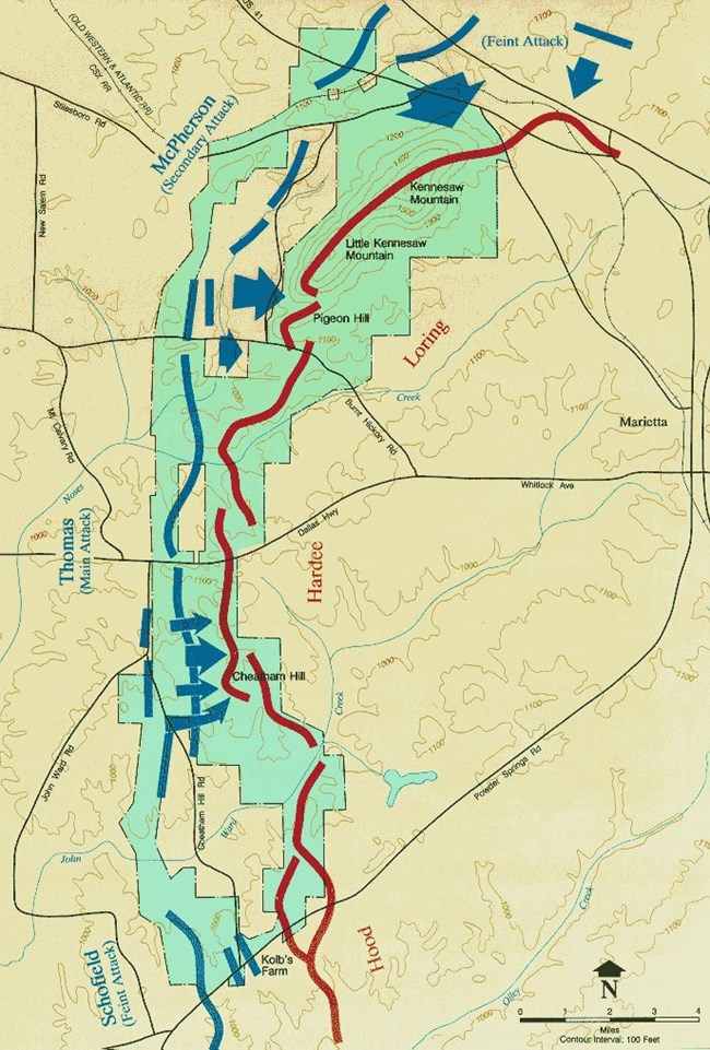 Image 19. Troop positions during the battle for Kennesaw Mountain Image 19. Troop positions during the battle for Kennesaw Mountain