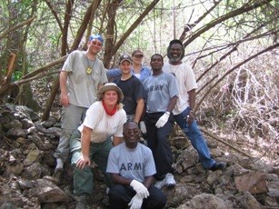 SEAC archeologists with U.S. Army personnel during the Ham's Bluff Survey Project for the Virgin Islands National Guard on St. Croix. SEAC archeologists with U.S. Army personnel during the Ham's Bluff Survey Project for the Virgin Islands National Guard on St. Croix.