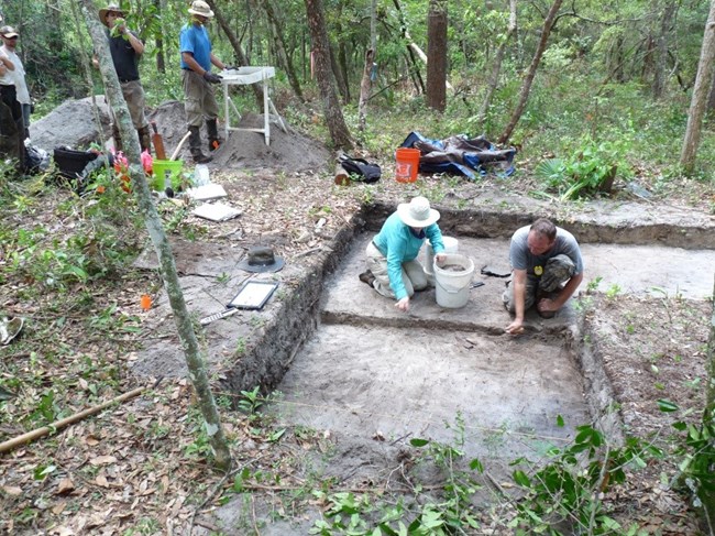 SEAC archeologists excavating at Harrison Ring at Tyndall Air Force Base SEAC archeologists excavating at Harrison Ring at Tyndall Air Force Base