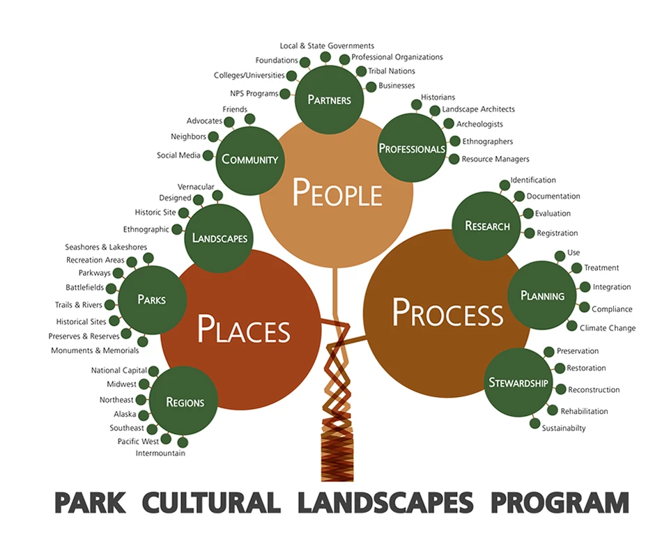 Park Cultural Landscapes Diagram Tree diagram showing the branches and sub-branches of program activity