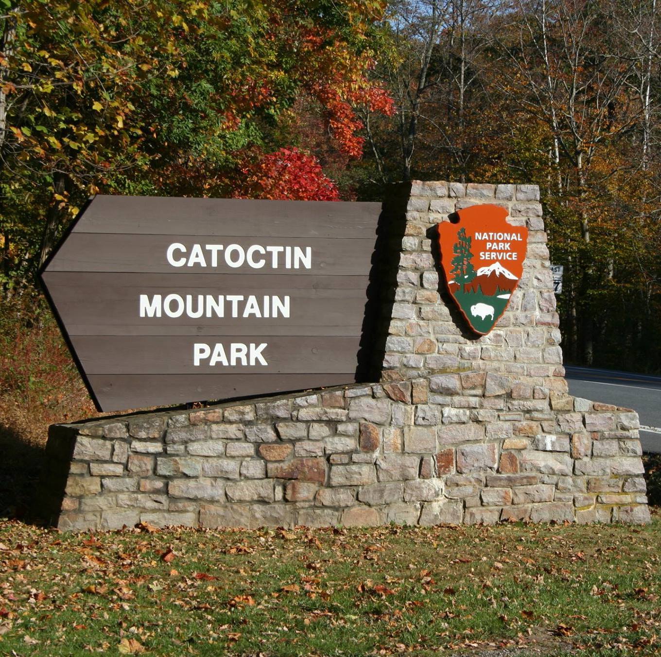 An entrance sign at Catoctin Mountain Park. NPS photo. An entrance sign at Catoctin Mountain Park. NPS photo.