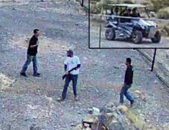 Security cameras captured images of the men and OHV involved in vandalism at Devils Hole. NPS photo by the Investigative Services Branch.