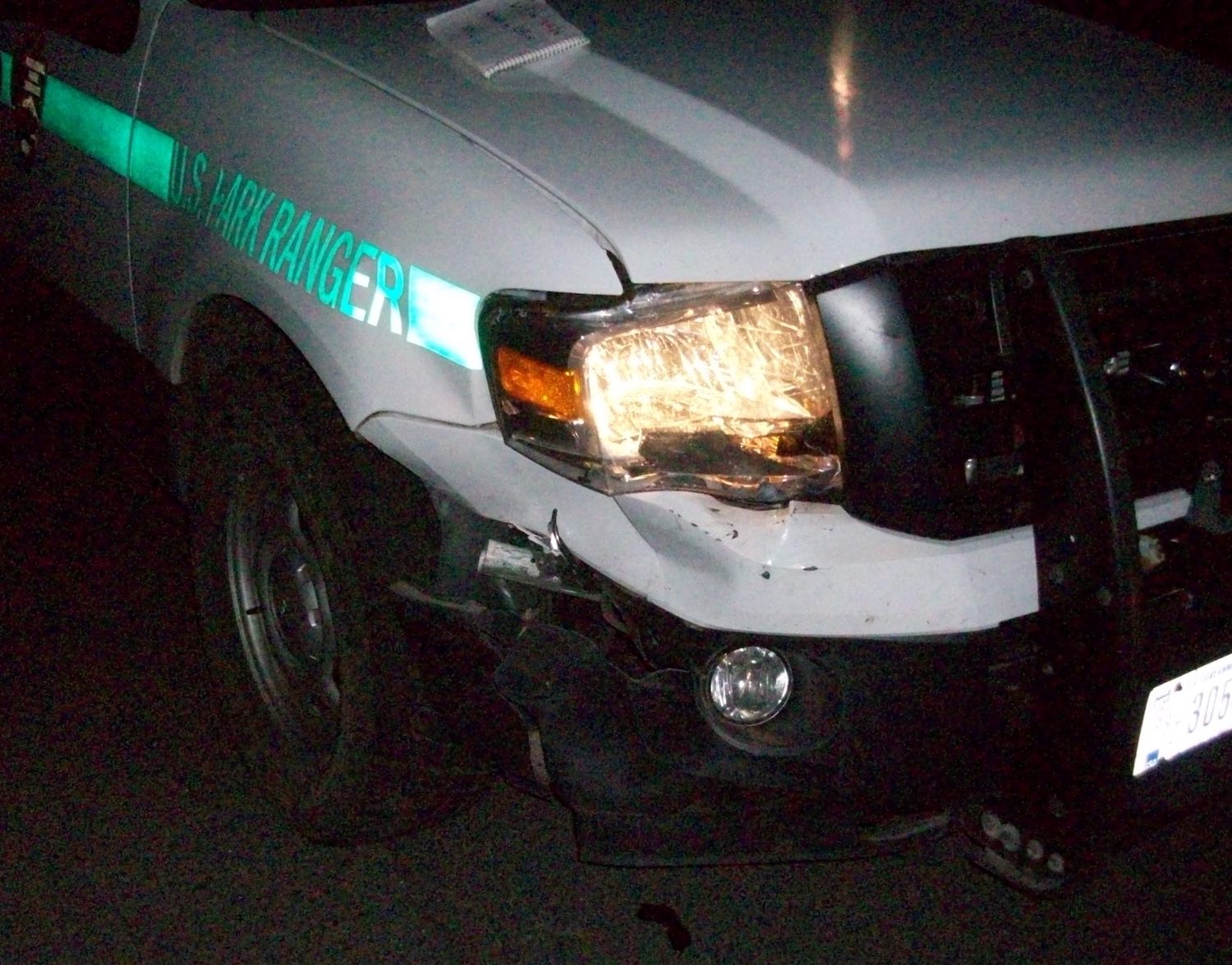 A man rammed a US Park Ranger's patrol vehicle. NPS photo.