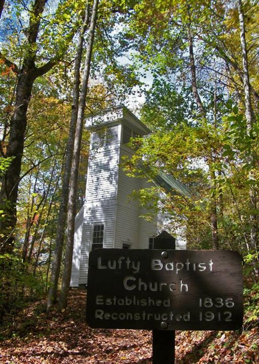 Oconaluftee Baptist Church (also known as the Smokemont Baptist Church) in Great Smoky Mountains National Park. NPS photo.