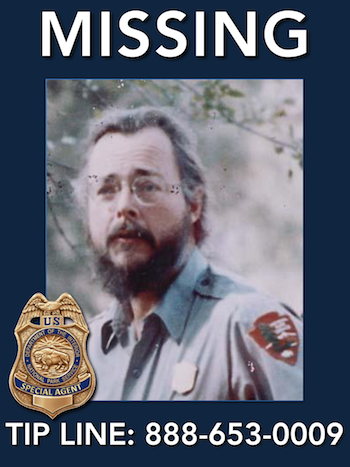 US Park Ranger Paul Fugate went for a hike and vanished without a trace on January 13, 1980. He was wearing his NPS uniform with the official NPS Arrowhead patch and a gold-colored NPS ranger badge.