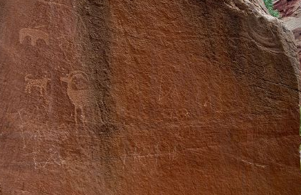 Damage to a prehistoric rock art panel in Capitol Reef National Park. NPS photo. Damage to a prehistoric rock art panel in Capitol Reef National Park. NPS photo.