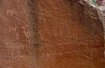 Damage to a prehistoric rock art panel in Capitol Reef National Park. NPS photo. Damage to a prehistoric rock art panel in Capitol Reef National Park. NPS photo.
