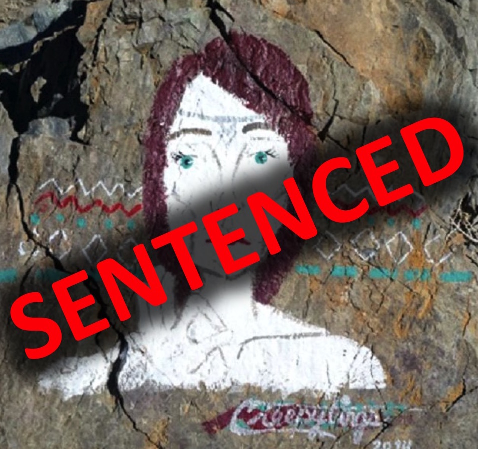 The woman who defaced several NPS sites has been sentenced in federal court. NPS image by the Investigative Services Branch.