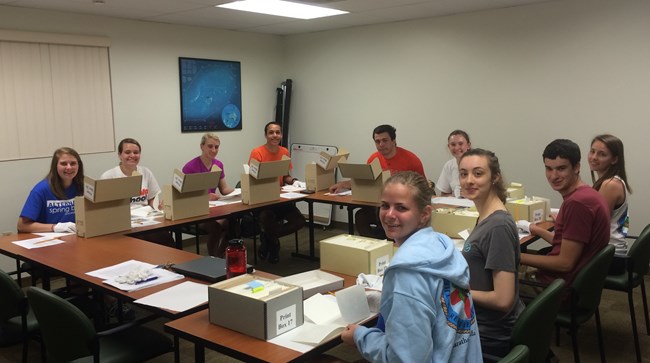 University of Virginia students completing comprehensive box inventories