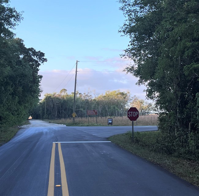 Stop sign showing where to turn right