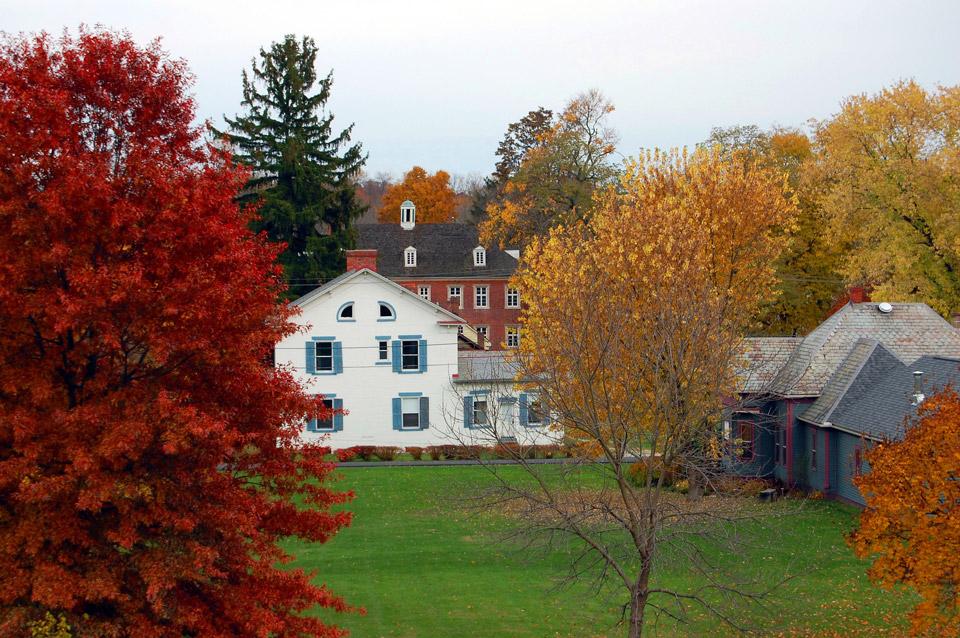 Zoar Historic District, OH houses in district with surrounding trees in autumn