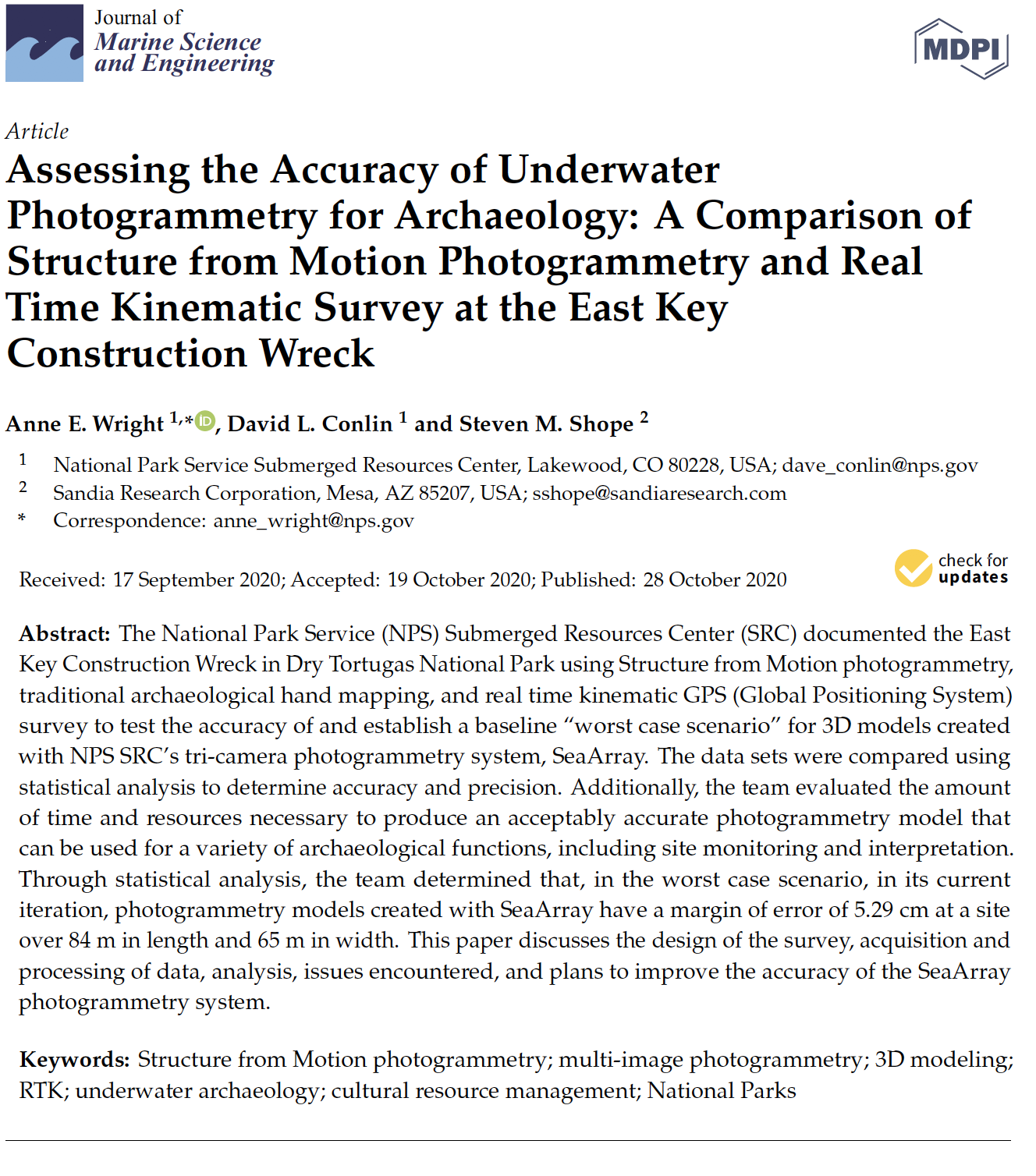 Photogrammetry Publication Journal of Marine Science and Engineering