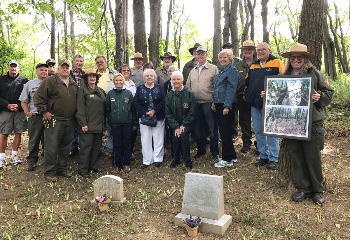 Sorber Family Cemetary NPS staff and members of the Sorber family in restored cemetary