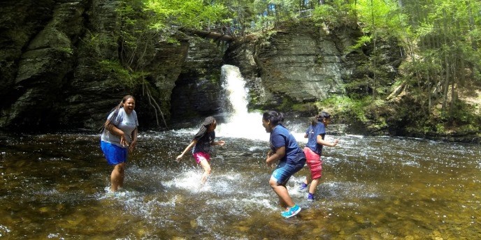 Urban Blazers enjoy a break in the river at Delaware Water Gap NRA