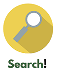 Graphic icon of a magnifying glass inside a yellow circle with the word "Search!" underneath