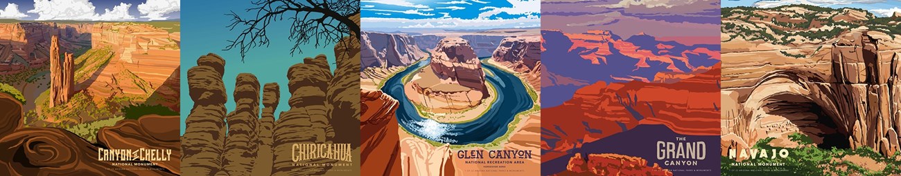 Check out these five parks and more at the festival! five festival posters in a strip