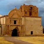 An adobe church.