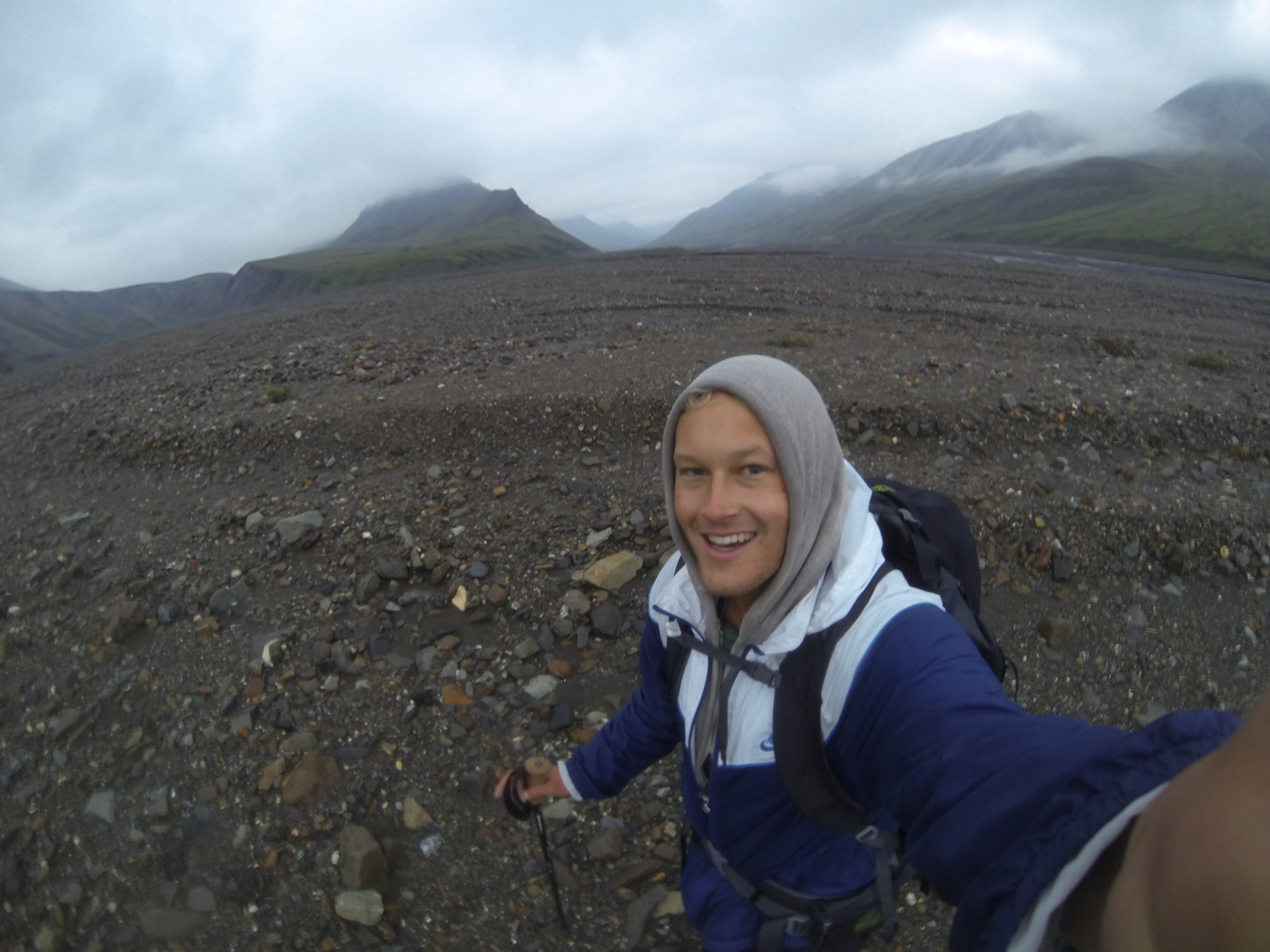 Weston Dockter, a videographer of the Outside Science series, poses for a selfie at Denali National Park.