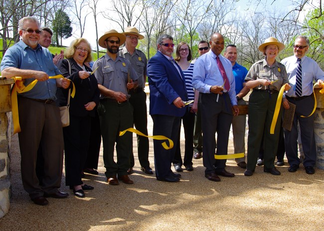 Ribbon cutting at the Burnside Bridge Rededication at Antietam National Battlefield. Ribbon cutting at the Burnside Bridge Rededication at Antietam National Battlefield.