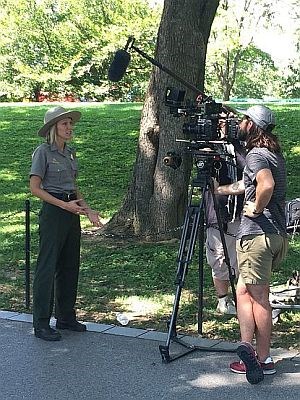 KEFJ Lead Exit Glacier Interpretive Ranger Fiona North is interviewed by Google employees as part of their 2016 Washington DC Centennial Event.