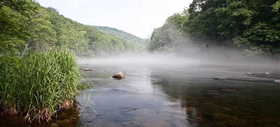 Fog rising from the Farmington River