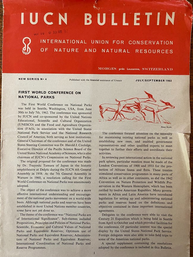 1962 IUCN newsletter The front cover of the 1962 IUCN Newsletter.