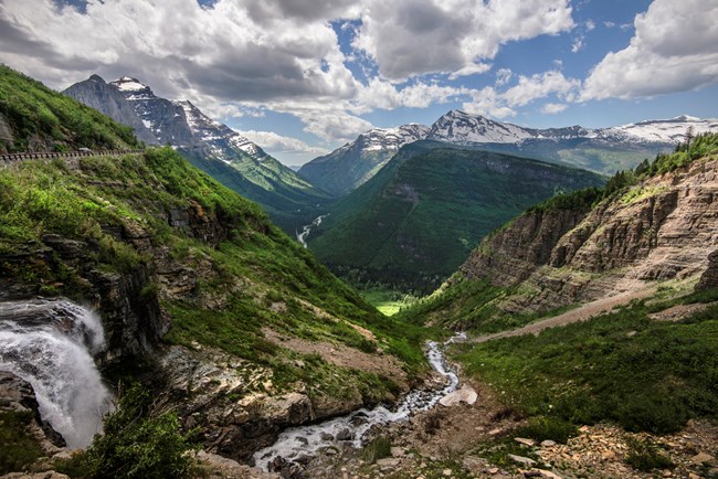 2022 GLAC-Waterton going-to-the-sun A mountain scene in Glacier National Park.