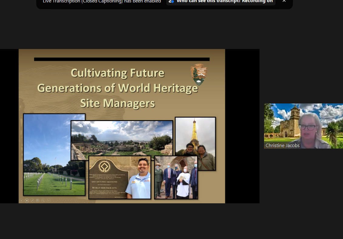 A screenshot of the World Heritage webinar. A screenshot of the World Heritage webinar.