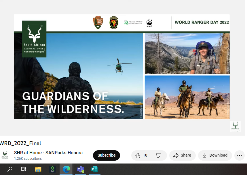 A screen shot of the World Ranger Day event on the Internet.