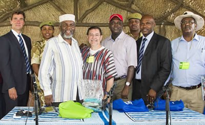 NPS and Kenya Wildlife Service officials stand for a photograph after signing a sister park agreement.