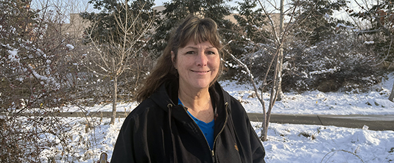 Gill Fay Gill Fay in an outdoor setting with snow and trees.