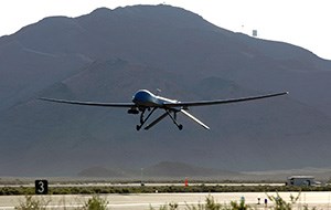US Customs Predator Aviation A large unmanned aircraft comes into a runway for a landing.