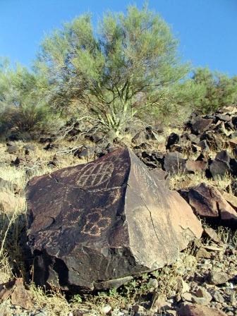 petroglyphs on a rock