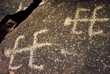 petroglyphs on red rock