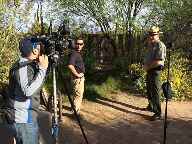 Park Staff conducting media interview