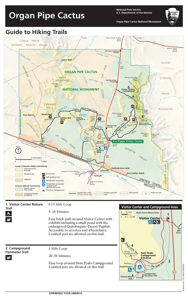 A map of different hiking trails.