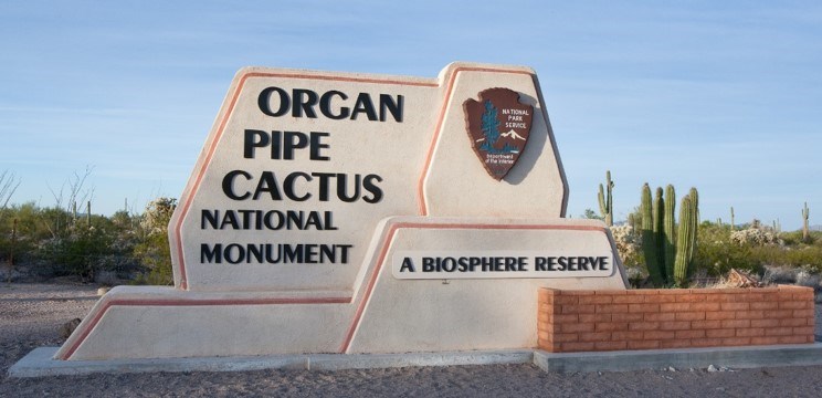 The entrance sign to Organ Pipe Cactus NM