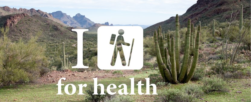 Hike for health symbol over the Ajo Mountains Hike for health symbol over the Ajo Mountains