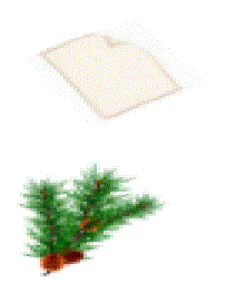 A white piece of paper and a green sprig are drawn with a white background.