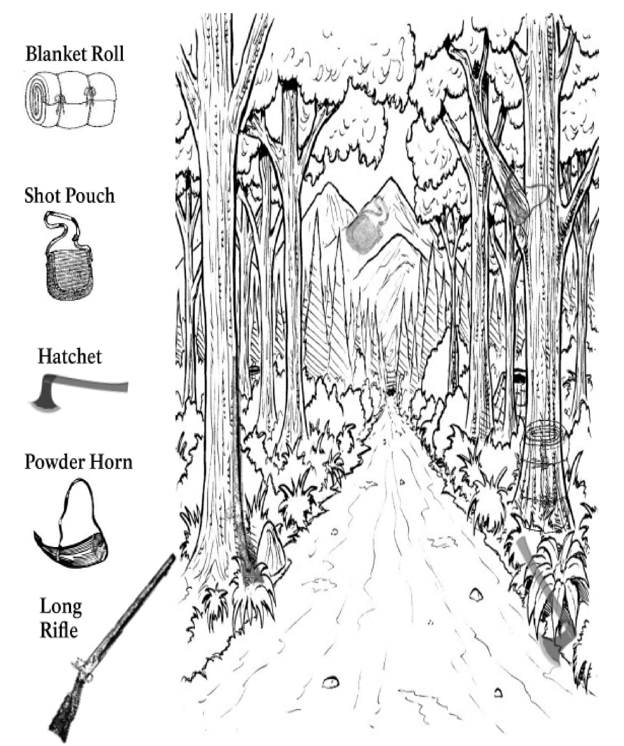 A drawing with hidden objects in it.