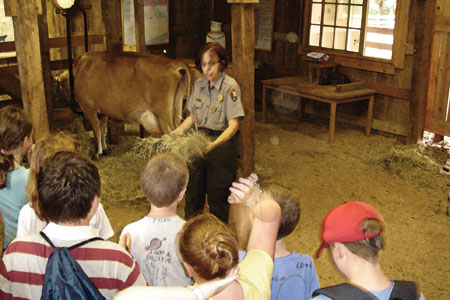 ranger at dairy barn with class
