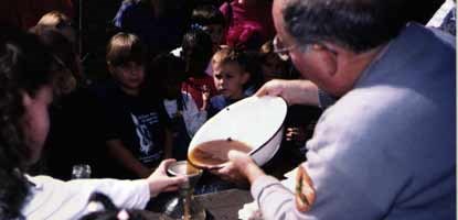 apple cider pressing with kids