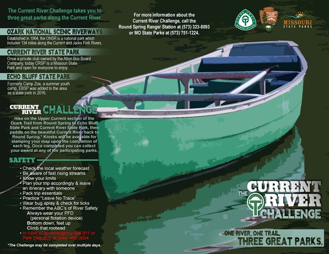 current river challenge brochure cover with canoe and water