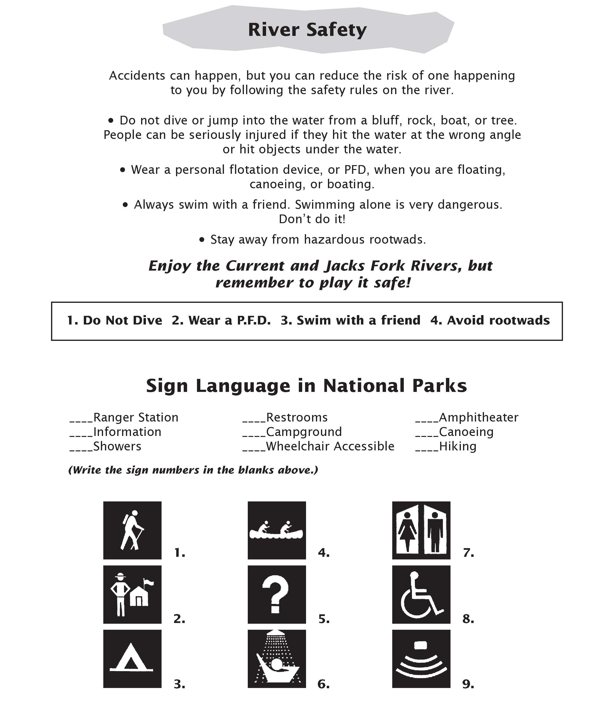 page from junior ranger book