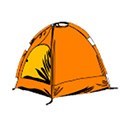 an orange tent
