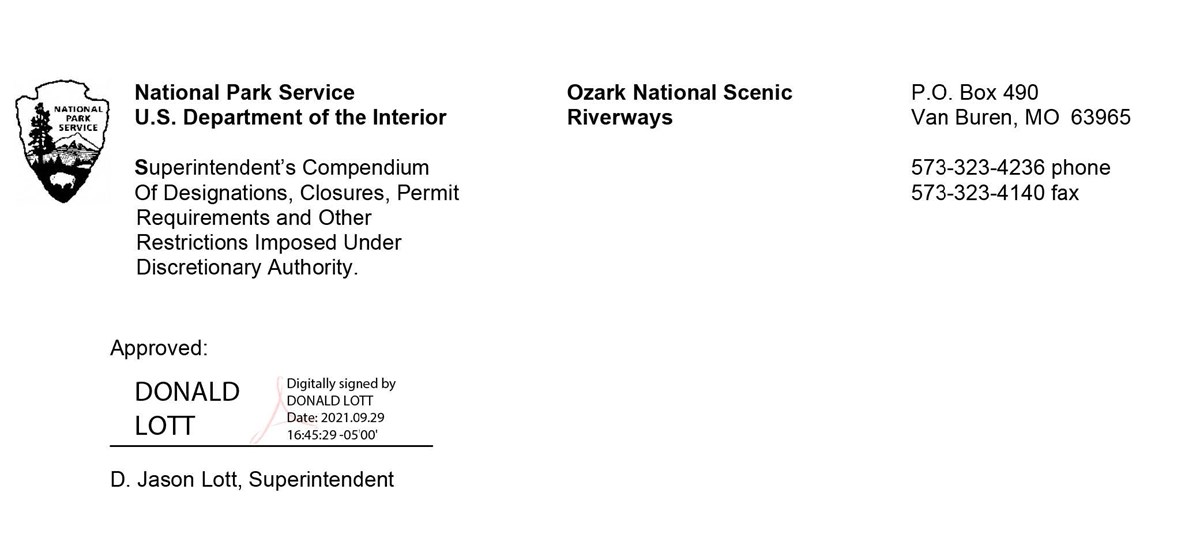 Ozark Compendium Header and Superintendent signature