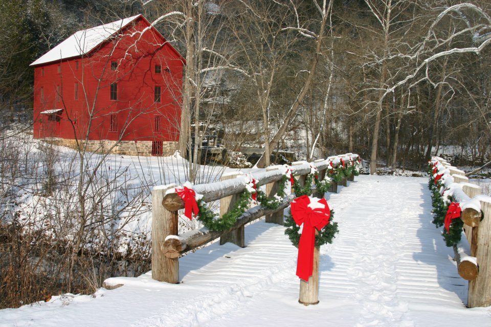 Alley Mill decked for the holidays.