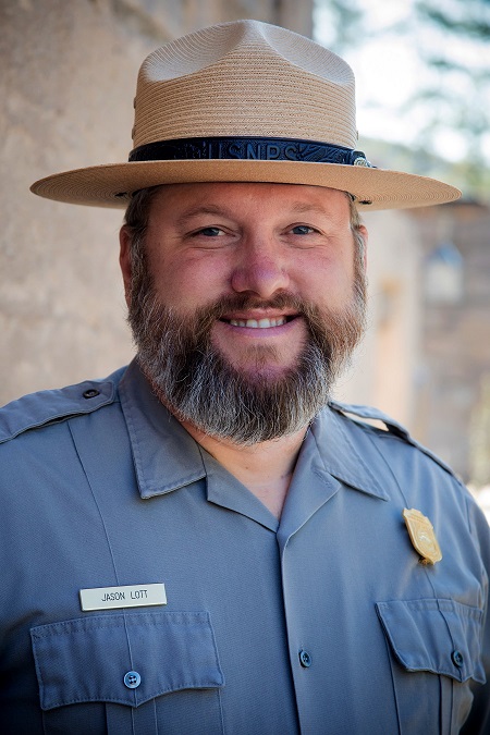 Lott Jason 2 (1)t Interim Superintendent Jason Lott in park service uniform and flat hat