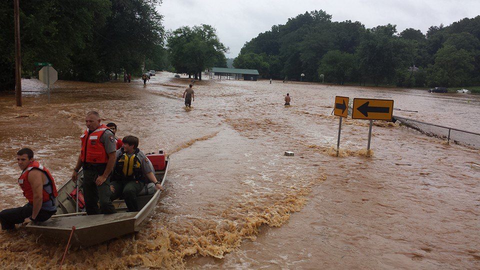 Rangers Checking on Flooded Residents of Fremont, MO Photo by Brian Keathley